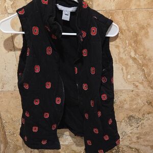 Ohio State Black Vest with Red Embroidered Block O Pattern, M
